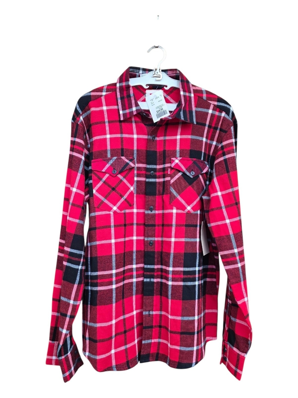Levi's Red, Black and White Plaid Casual Button-Down Shirt Sz Small New